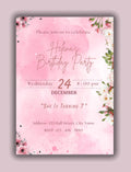 Pink Floral Birthday Invitation Card