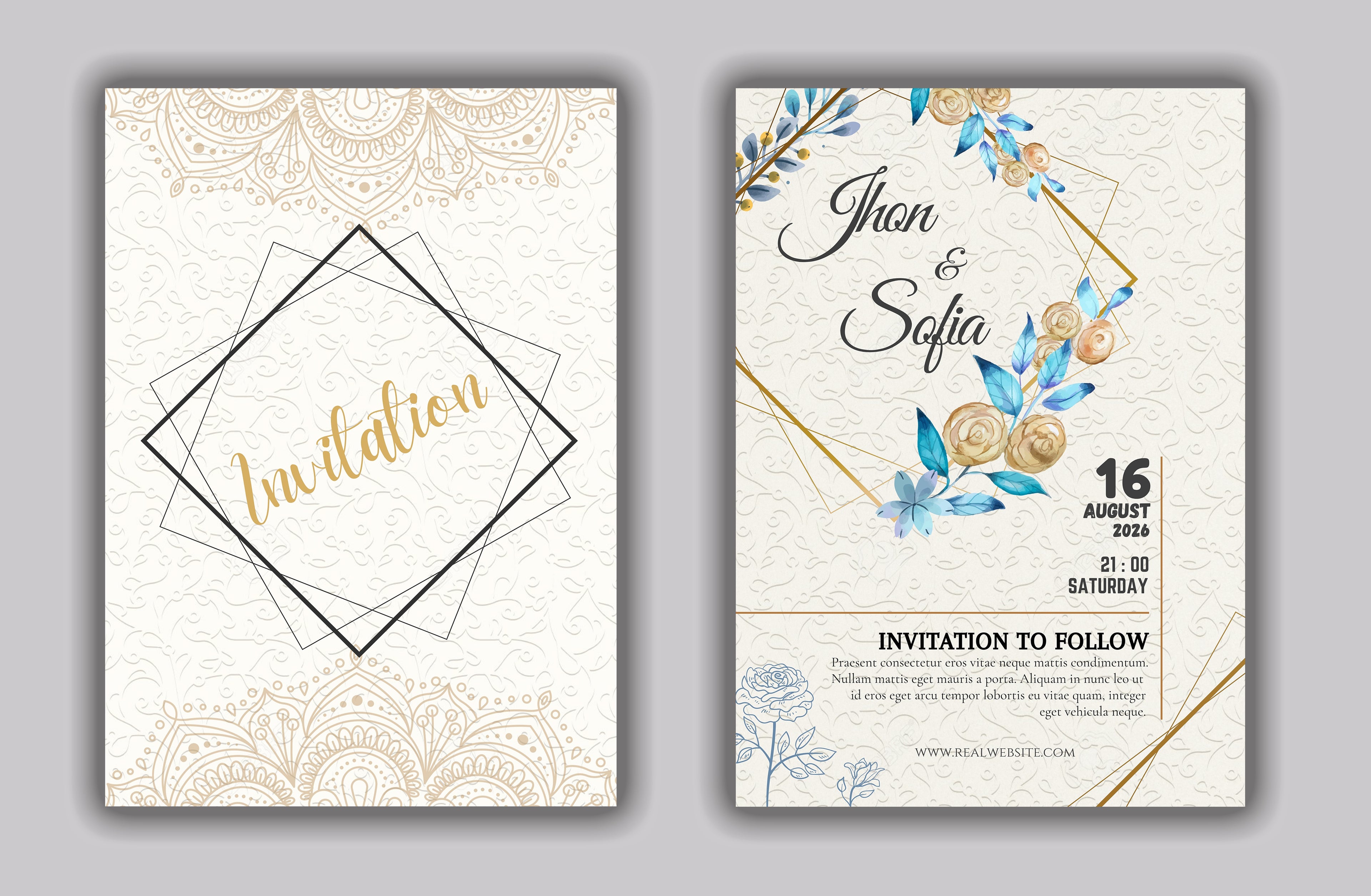Classic Floral Wedding Invitation Card