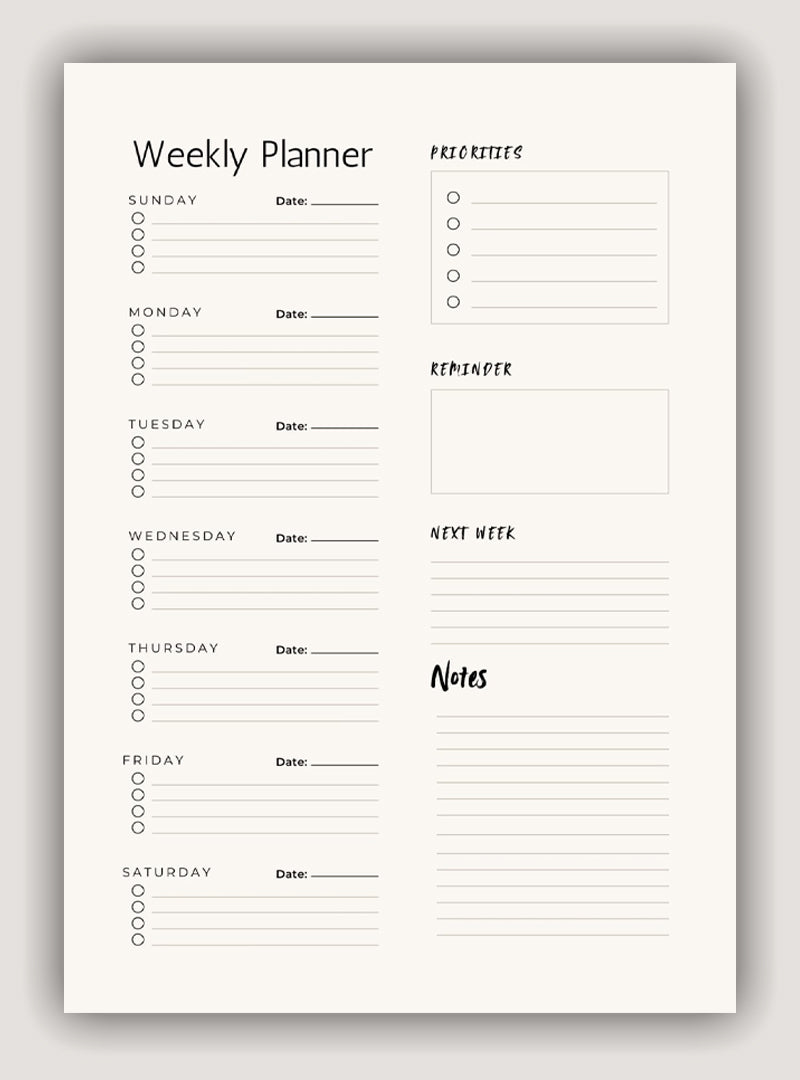 Weekly Productivity Planner