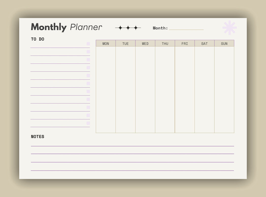 Printable Monthly Calendar
